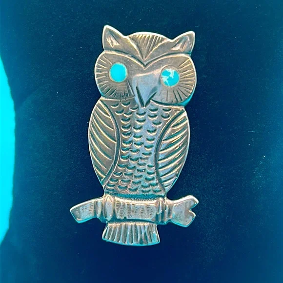Vintage Native American Owl Brooch - Picture 1 of 4